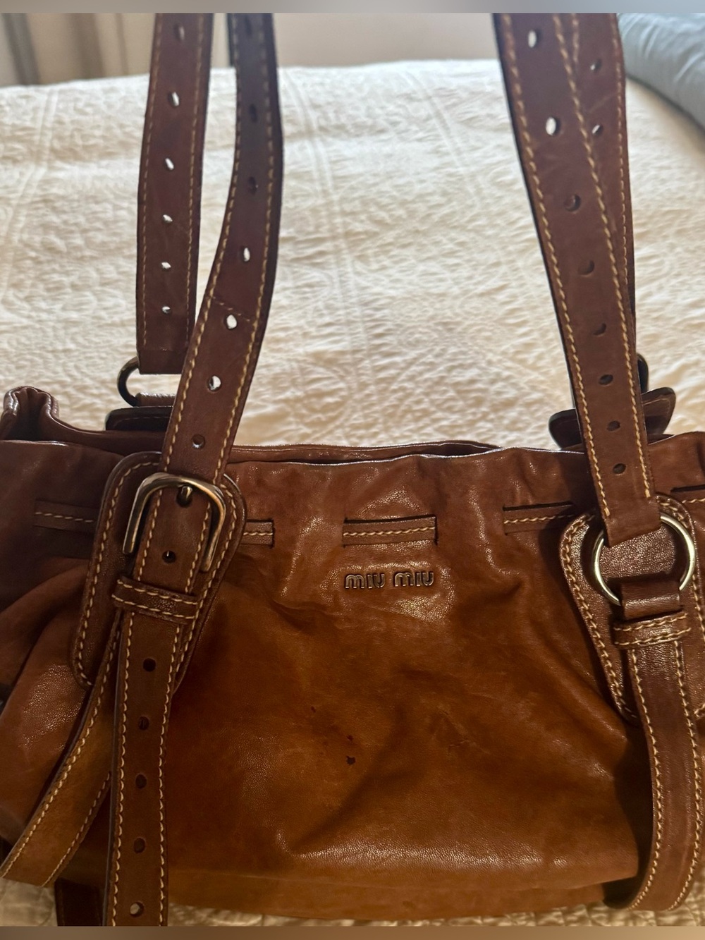 Vintage Brown Leather Miu Miu Satchel